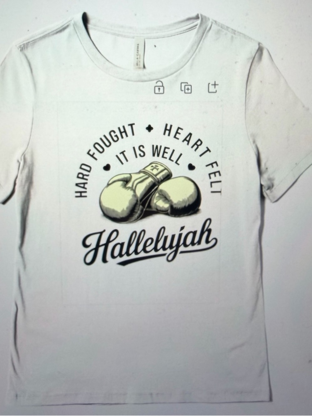 Halleliyah White Graphic T‑Shirt - Boxing Gloves Design